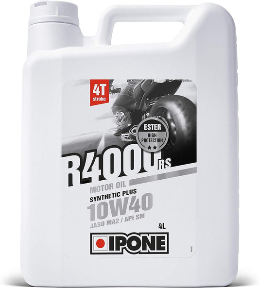 IPONE – motoreļļa VT motociklam 10W40 R4000 RS – 4 litru kanniņa – daļēji sintētisks smērviela ar esteru – izcila kvalitāte – izcila nodilumizturība un motora aizsardzība