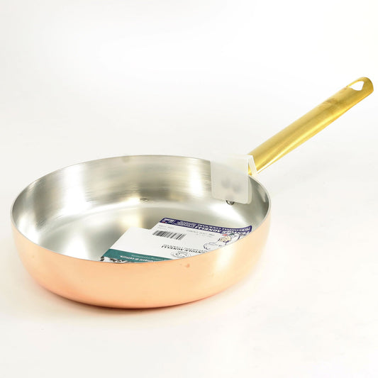 Pentole Agnelli ALCU11128 - 28 cm handcrafted smooth copper pan with brass handle
