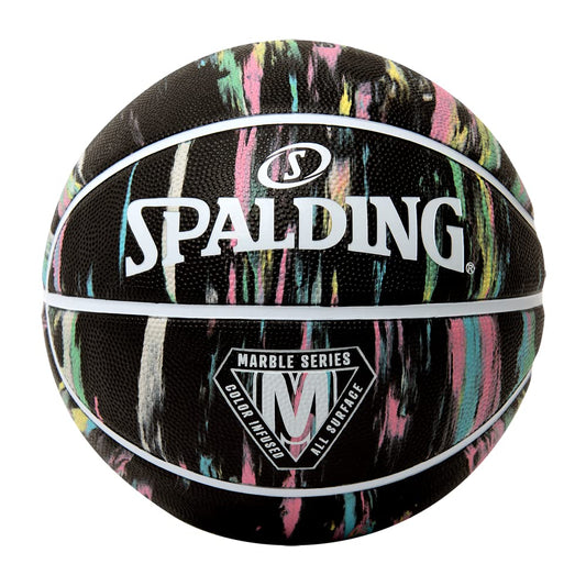 Basketbola bumba Spalding Marble Series Black Pastel 5. izmērs, gumijas, āra basketbols, Super Grip, bērniem