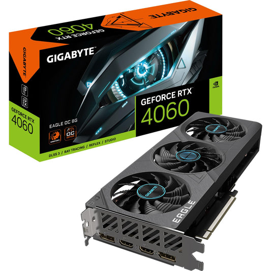 Gigabaitu NVIDIA GeForce RTX 4060 EAGLE OC - 8GB GDDR6, PCI-E 4.0, 2505MHz, 2x DP 1.4, 2x HDMI 2.1a, NVIDIA DLSS 3