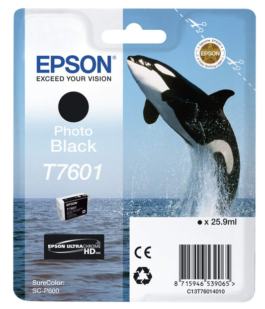 Epson T76014010 foto tintes kasetne 26 ml - foto melna, high-quality black ink for vibrant photo printing.