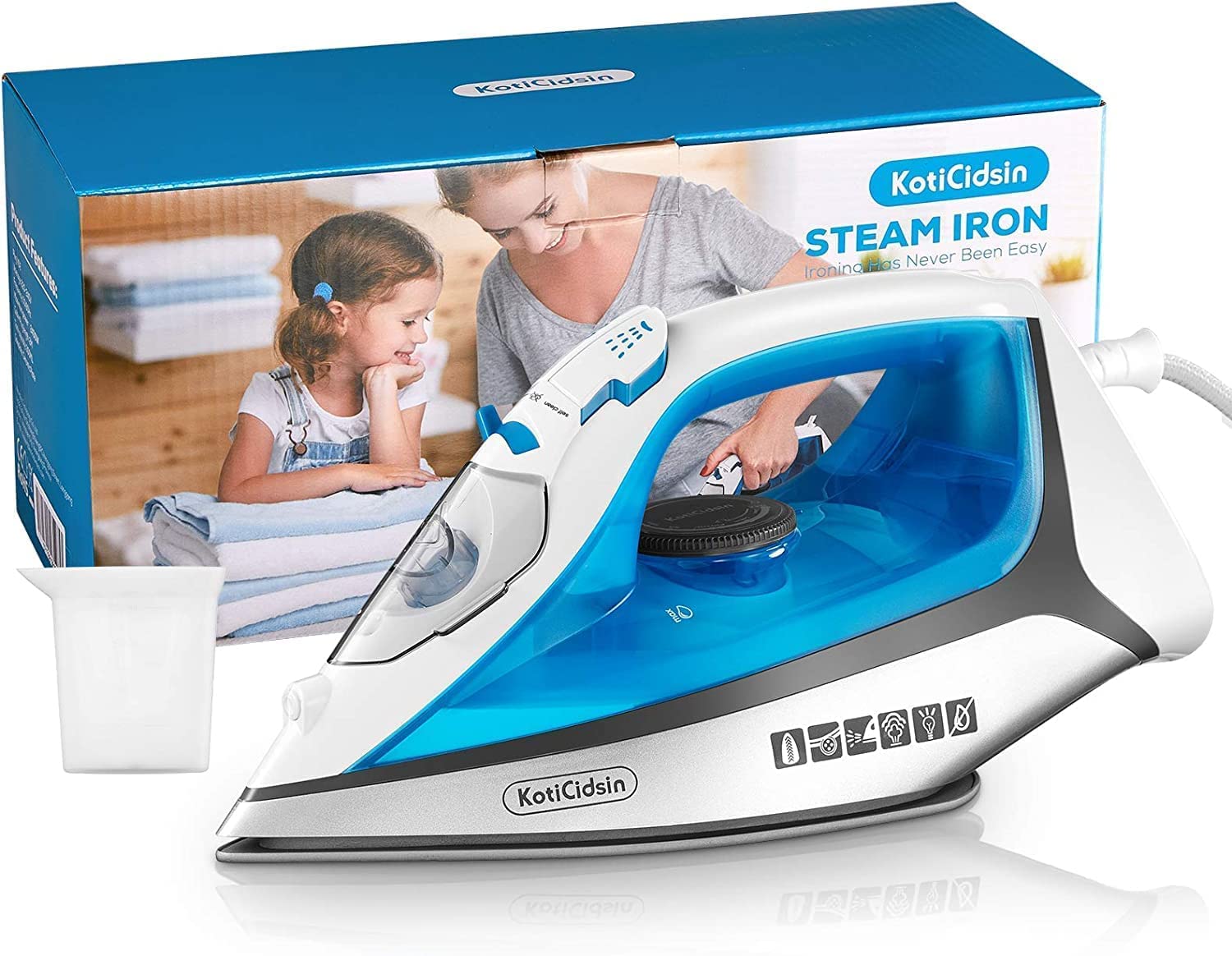 KotiCidsin gludeklis - 2400 W, tvaika gludeklis, ātra uzsilšana, pretkaļķu sistēma, pilienu aizsardzība, pašattīrīšanās.