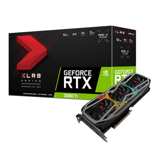 PNY GeForce RTX™ 3080 Ti 12 GB XLR8 Gaming - Triple Fan, RGB lighting, high-performance graphics card for gaming.