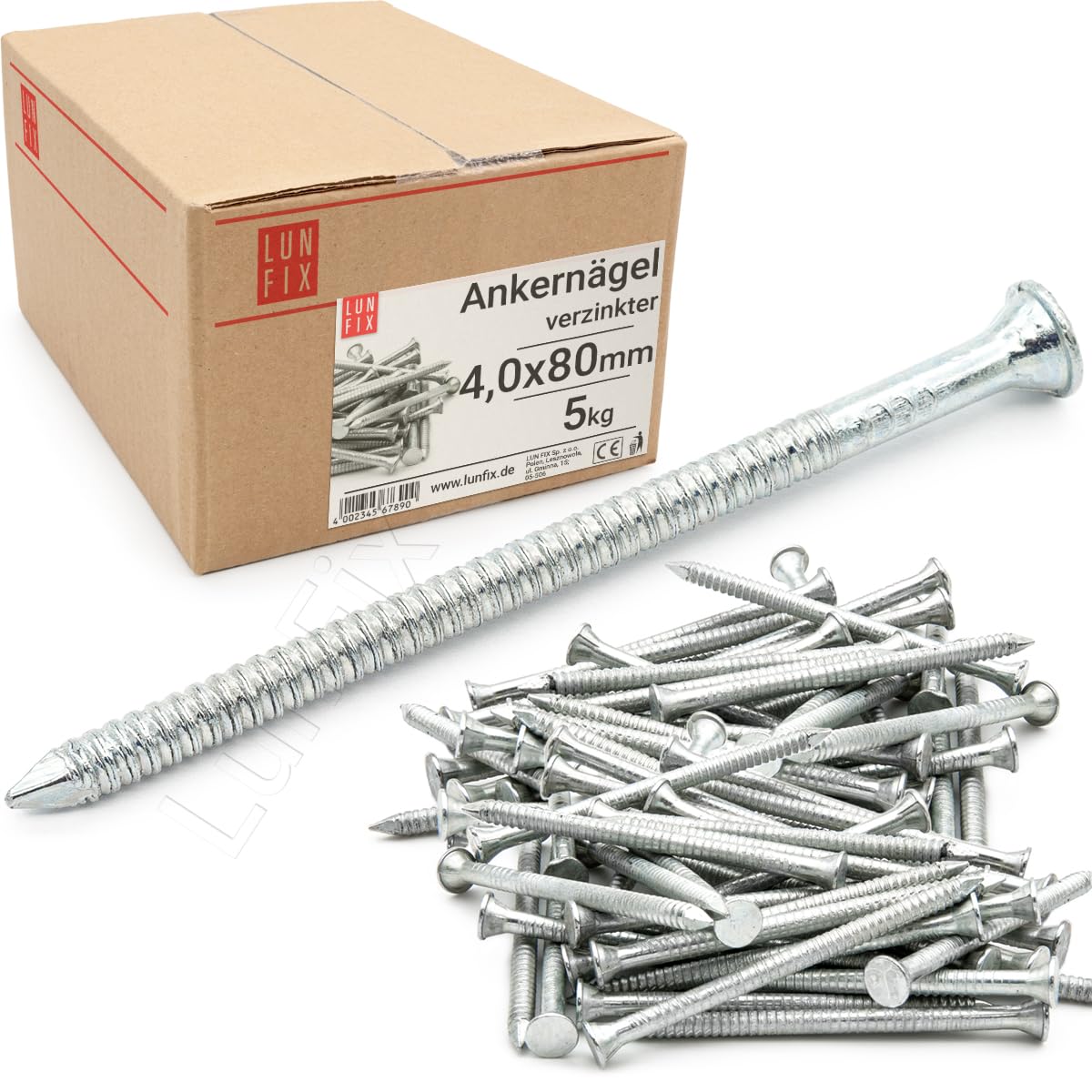 Atslēgmetāla naglas Ankernägel 4,0 x 80 mm 5kg 80mm, apm. 600 gab., plakana galva, kokam