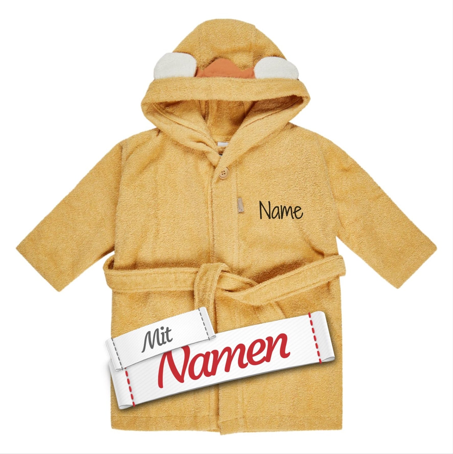 LALALO Sterntaler personalizēts bērnu halāts ar izšūtu vārdu, 86/92 izmērs, bērnu halāts meitenēm un zēniem, Lauvas Leo motīvs, peldbaseinam, pludmalei, mājām, dāvanai