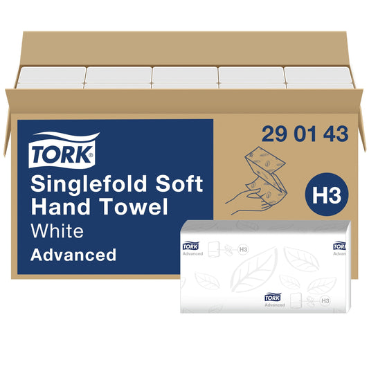 Papīra roku dvieļi Tork Advanced 290143, H3 salokāmie, mīksti, 2 slāņi, balti, 15 x 250 loksnes