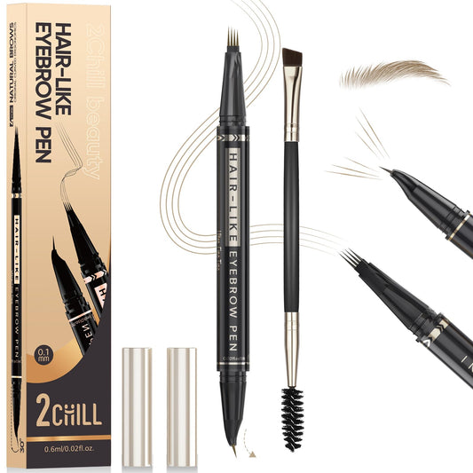 30° izliekts uzacu zīmulis, Magic 2-in-1 uzacis, ūdensizturīgs uzacu zīmulis ar 4 galiem, spilgta microblading uzacu krāsa sievietēm, grims, kas noturas visu dienu (02 Brown)