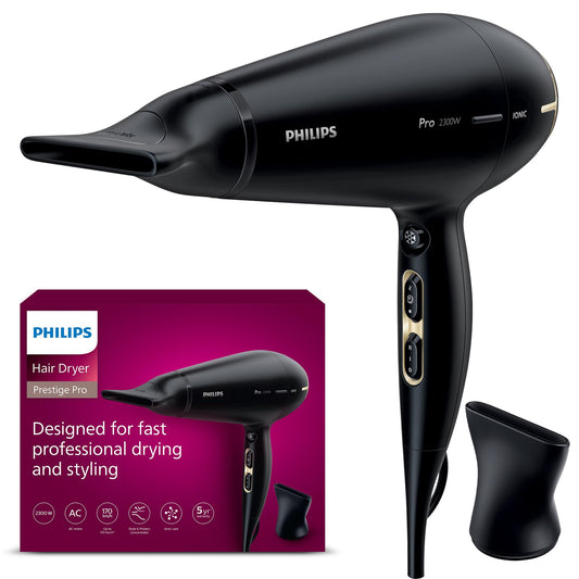 Philips matu žāvētājs Prestige Pro, matu žāvētājs profesionālai žāvēšanai un stilizēšanai, ar 2 stilizēšanas uzgaļiem, 2.300 W, modelis HPS920/00