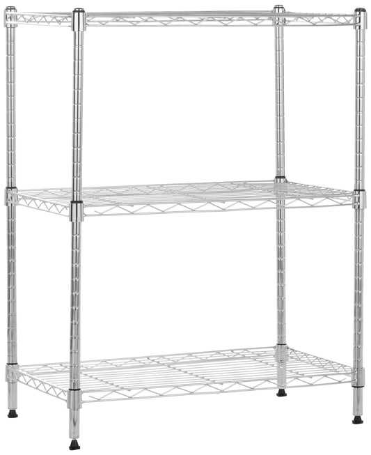 augstumā regulējamiem plauktu ieliktņiem un līmeņošanas kājām, maksimālais svars 340 kg, hroms, 34 cm D x 58.9 cm P x 76.2 cm A