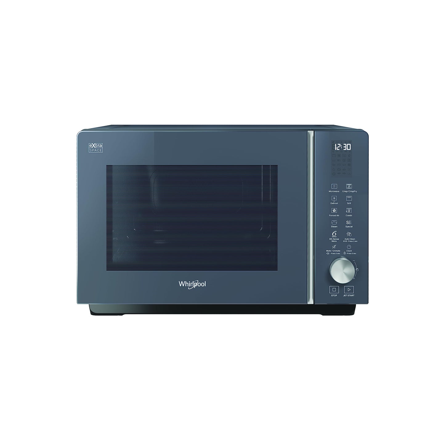 Whirlpool MWF 259 SG – Brīvi stāvoša mikroviļņu krāsns – Izmēri 46,8 cm x 49 cm x 32,5 cm. Mikroviļņu krāsns 25 litri ar jaudu 800 W mikroviļņiem un 1300 W grilam, pelēkā krāsā, mikroviļņu krāsns bez šķīvja.