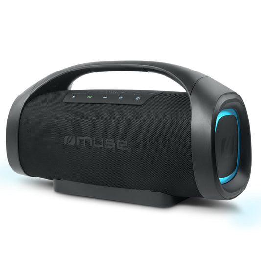 MUSE 300 vatu portatīvais Bluetooth skaļrunis, ūdensizturīgs, melns, ar krāsu mainošām LED gaismām, bezvadu un stereo pārošana, ideāli piemērots āra lietošanai, ūdensizturīgs (IPX6)