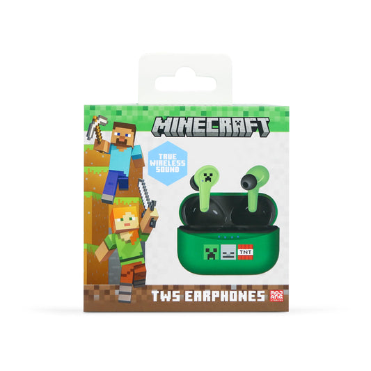 OTL Technologies MC1227 Minecraft TWS austiņas - bezvadu uzlāde, zaļas, ergonomisks dizains, augsta skaņas kvalitāte