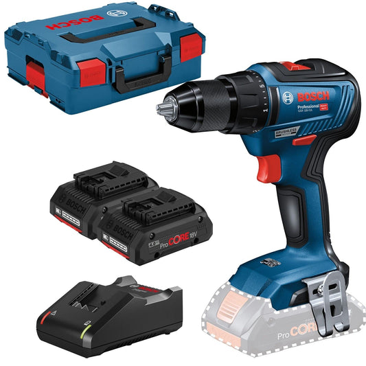 Bosch Professional 18V akumulatora urbjmašīna GSR 18V-55 - 55 Nm griezes moments, 1.800 min⁻¹, 2x ProCORE18V 4.0Ah akumulatori, ātrā lādētājs.