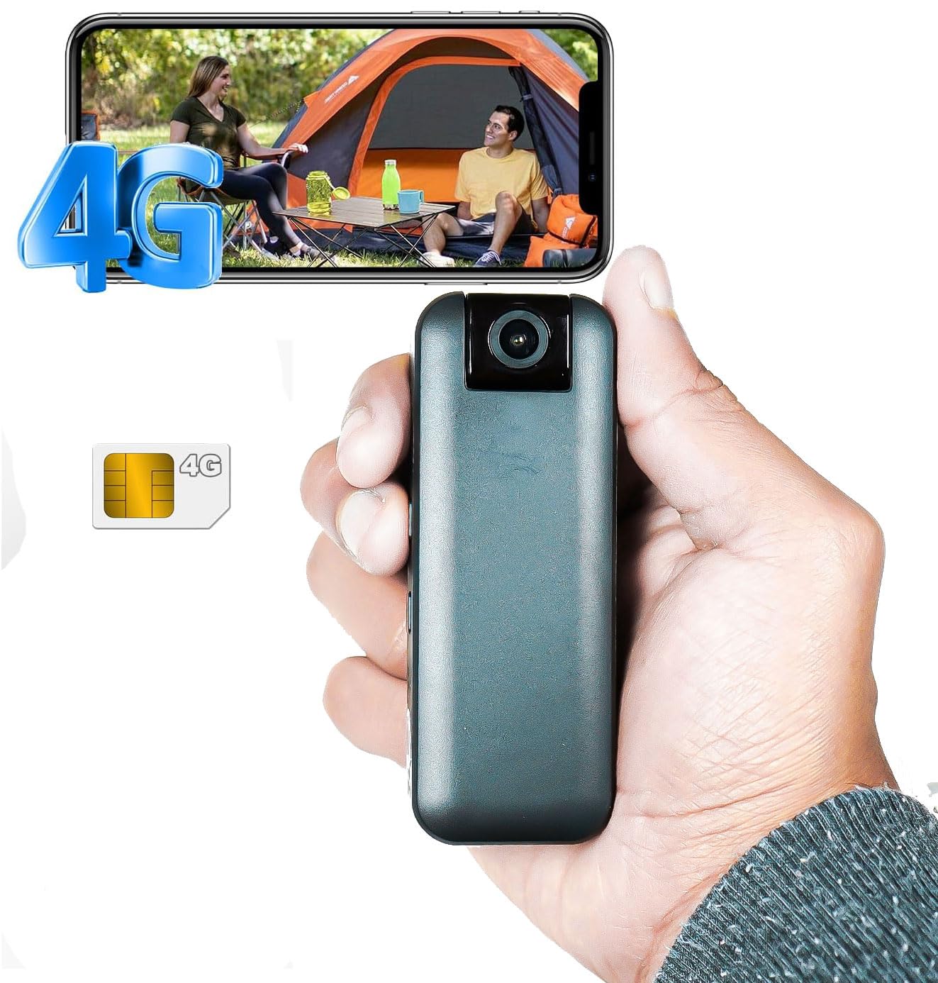 Mini spiegošanas kamera ar SIM 4G iekštelpām, bezvadu, 1080P FHD, spiegošanas kamera, ieskaitot jau aktīvu SIM karti, 160° skats, nakts redzamība, kustības trauksme, itāļu rokasgrāmata