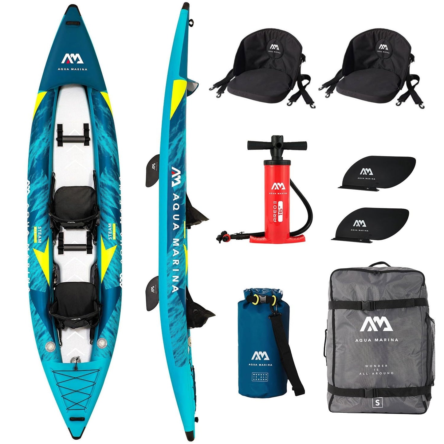 Piepūšamais kajaks Campsup Aqua Marina Steam-412 2 personām, 412x90 cm, Drop Stitch