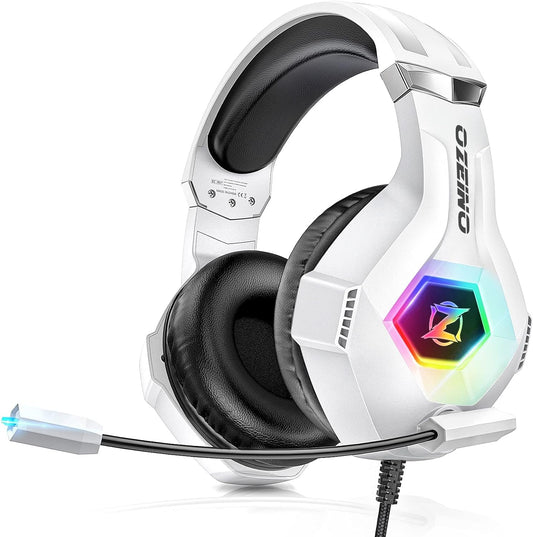 Gaminga austiņas Ozeino Ps4/Ps5/Pc/Xbox 360 ar 3D Surround Sound, mikrofons, trokšņu slāpēšana, RGB apgaismojums