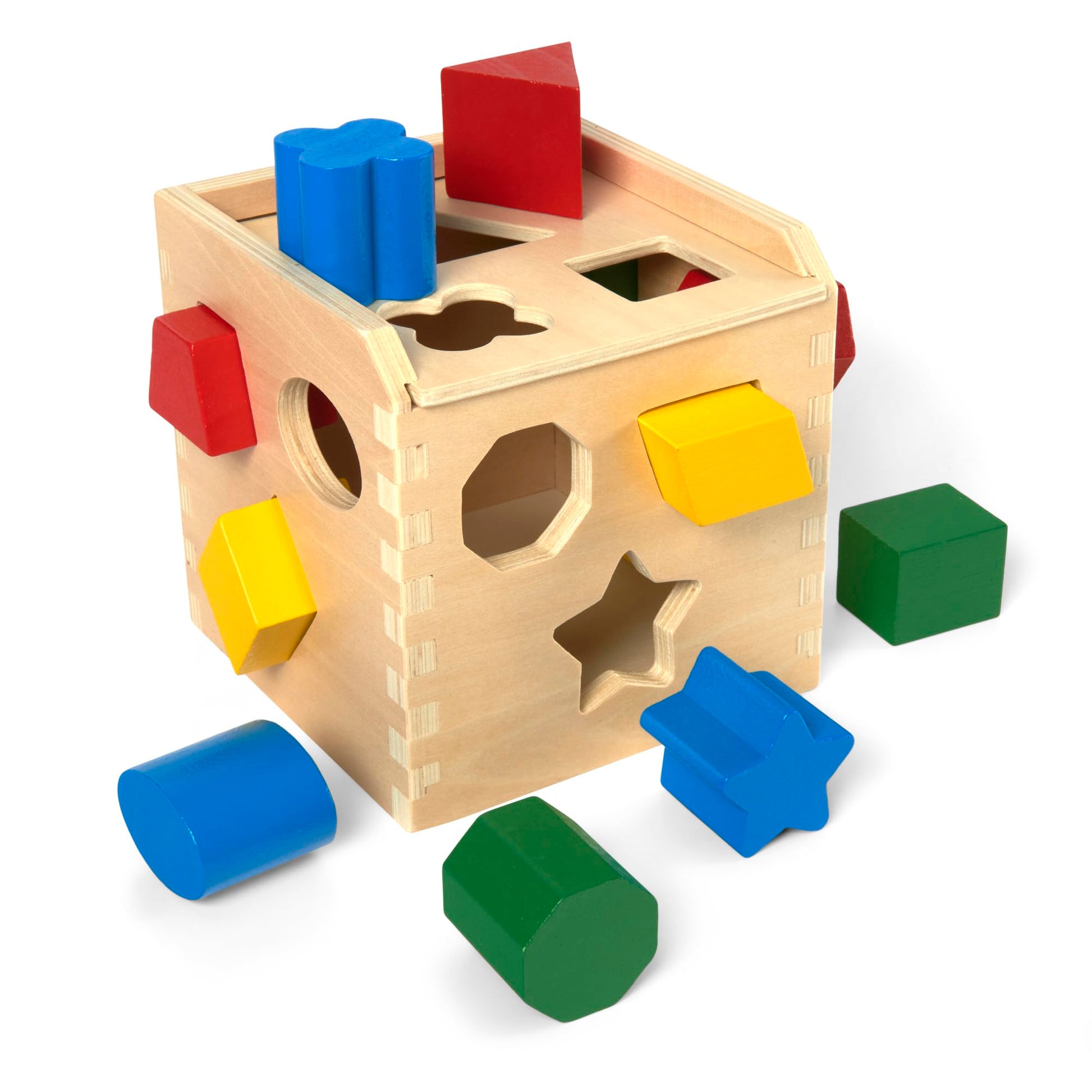Melissa & Doug formas šķirošanas kubs - Mācību rotaļlieta ar krāsainām formām, piemērota bērniem no 2 gadiem.