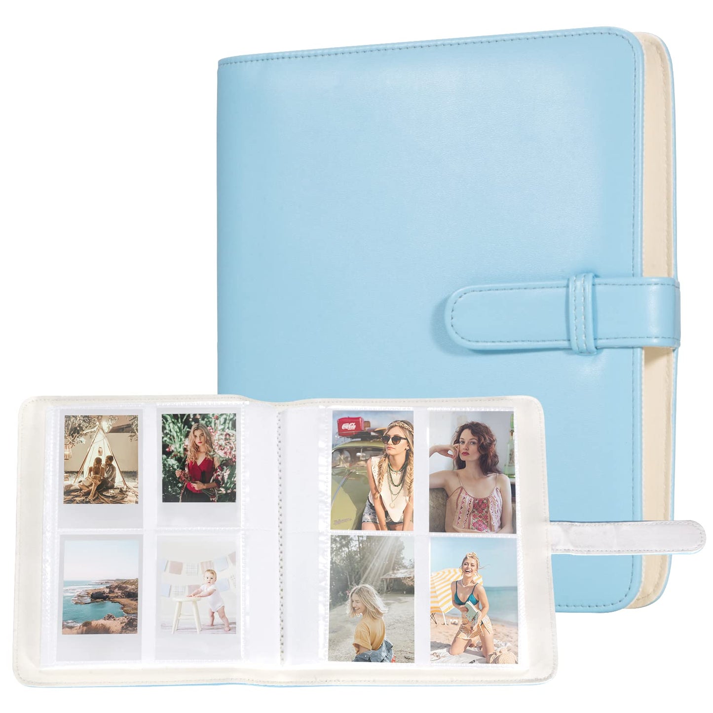 Carehabi Mini fotoalbums - 256 kabatām, zils, piemērots Mini 11 90 70 50S 26 25 9 8+ 8 7S momentkamerām.