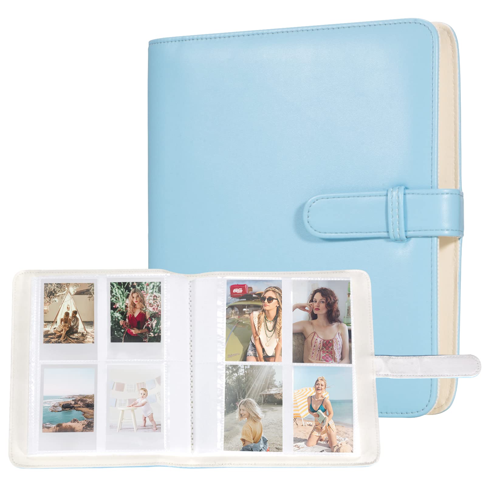 Carehabi Mini fotoalbums - 256 kabatām, zils, piemērots Mini 11 90 70 50S 26 25 9 8+ 8 7S momentkamerām.