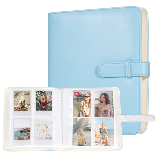 Carehabi Mini fotoalbums - 256 kabatām, zils, piemērots Mini 11 90 70 50S 26 25 9 8+ 8 7S momentkamerām.