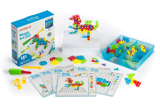 Miniland 95020 - Mozaīkas māksla construction set, medium size, creative building blocks for kids.