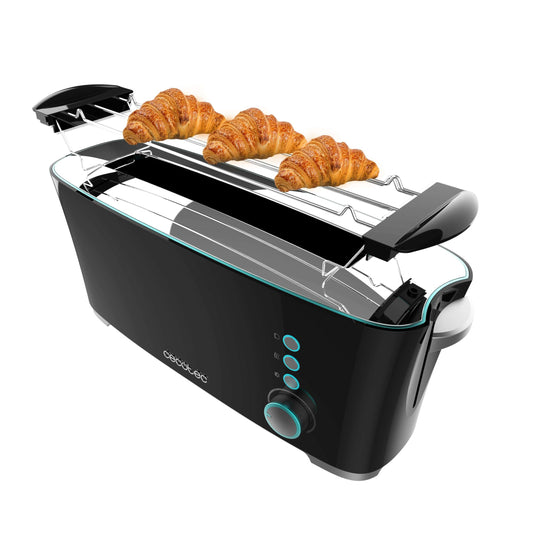 Cecotec tosteris Toast&Taste Extra B, 1000W jauda, divkāršs garais slots 2 tosteriem, XL slots, automātiskā izslēgšanās un pop-up funkcija, drupatu trauks, augšējie stabi, pašcentrēšanās