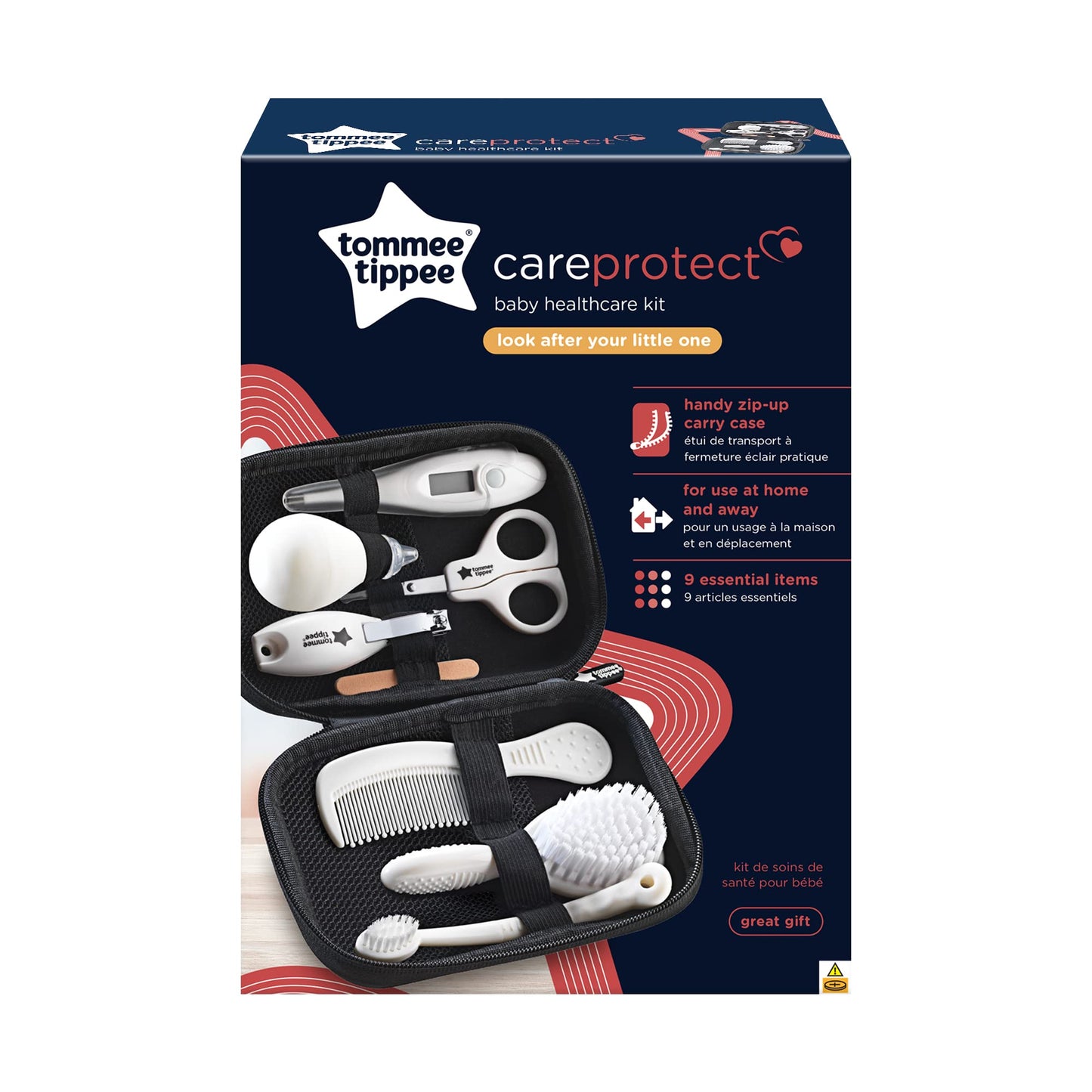 Tommee Tippee Baby Healthcare un kopšanas komplekts, 9 būtisku jaundzimušo kopšanas piederumu komplekts mājām un ceļojumiem, tīrāms un ūdensizturīgs ceļojumu futrālis