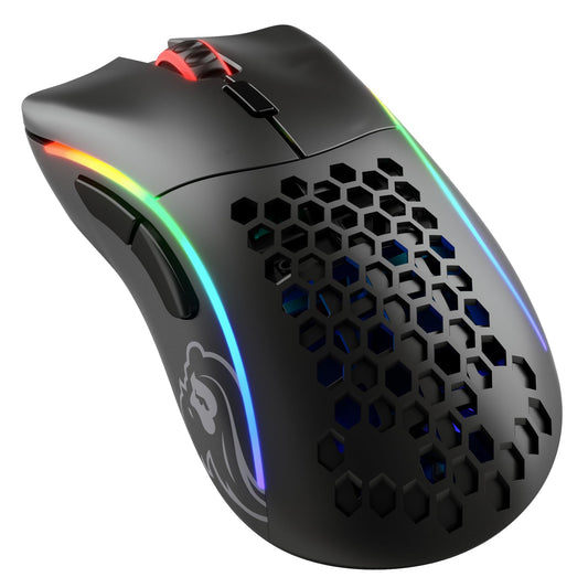 Glorious Gaming Model D- - superlight 67g, honeycomb design, RGB lighting, ergonomic, 2.4GHz wireless, 71h battery life, matte black
