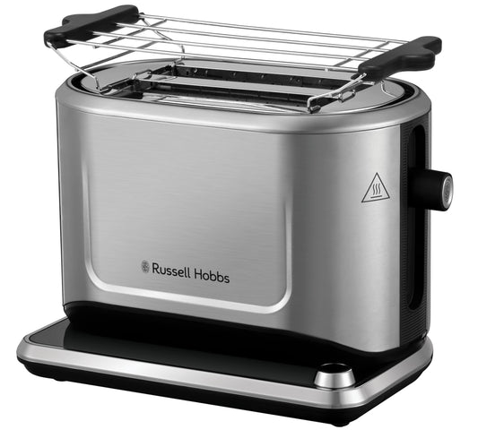 Russell Hobbs tosteris [2 šķēlēm, perfekta apdedzināšana - neatkarīgi no maizes - pilnībā automātisks] Attentiv nerūsējošais tērauds (digitālā skārienpaneļa, īpaši plašas atveres) 26210-56