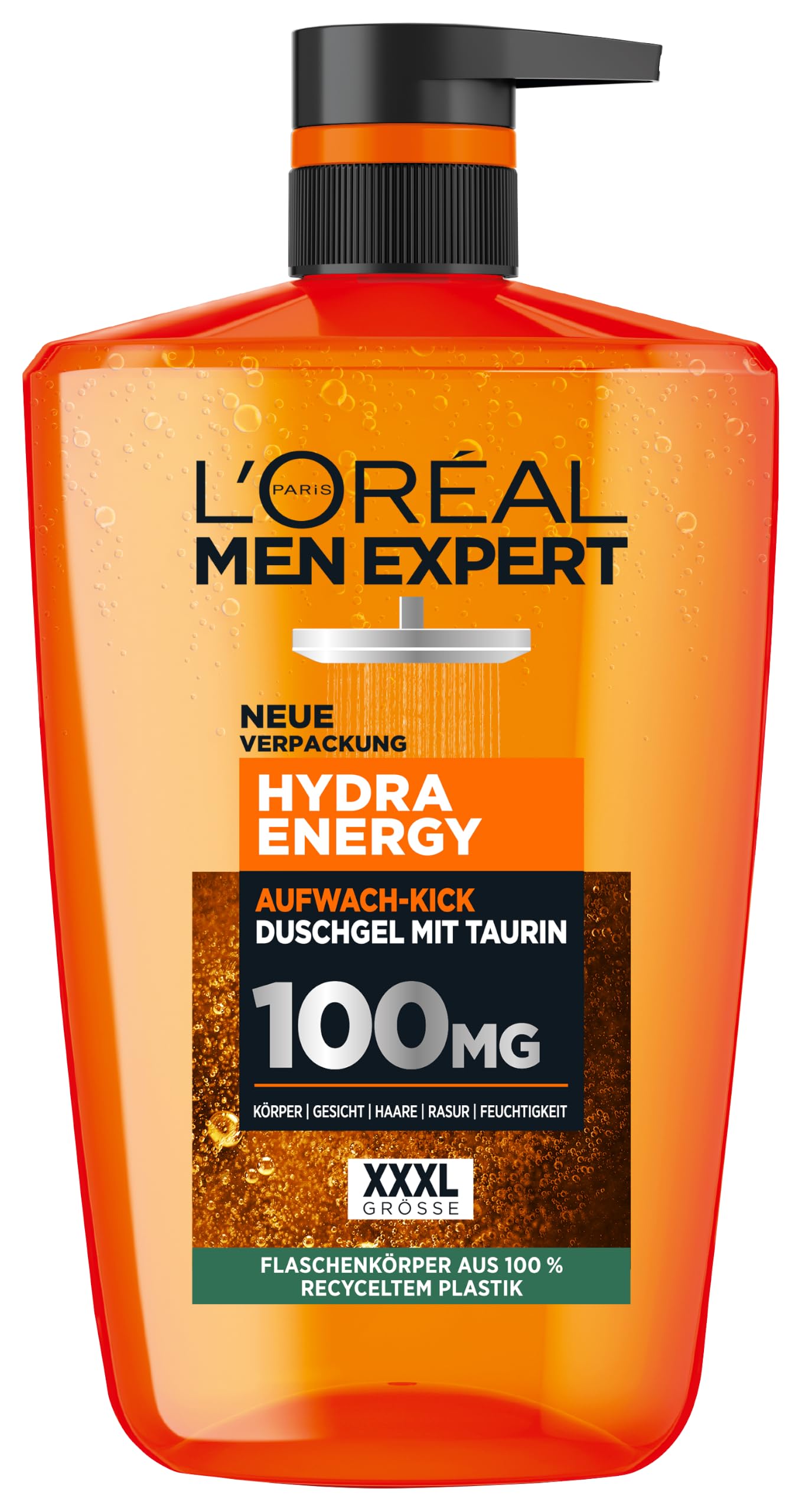 Dušas želeja un šampūns vīriešiem L'Oréal Men Expert Hydra Energy 3-in-1, ķermeņa, matu un sejas attīrīšanai, ar taurīnu, 1 x 1000 ml