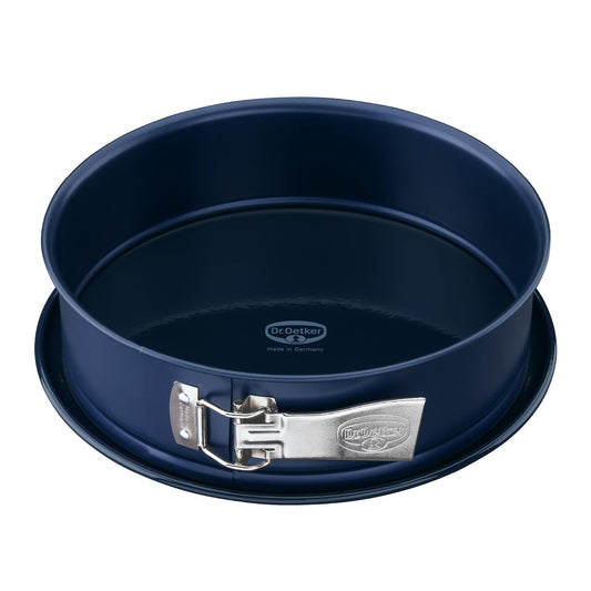 Apaļā atsprādzējamā cepamforma Dr. Oetker Springform Ø 26 cm Back-Liebe Emaille, emaljēta cepamforma ar griešanai un skrāpējumiem izturīgu emaljas pamatni, 26 cm kūkas forma ar īpaši augstu malu, tumši zila, karstumizturīga līdz 230 °C