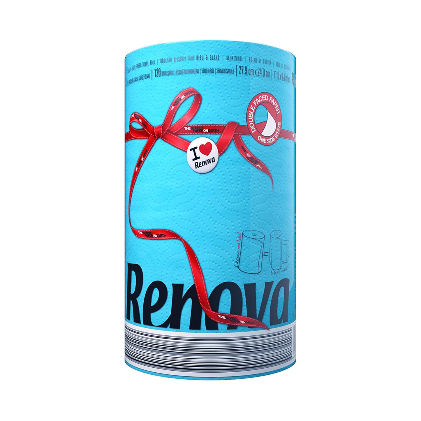 Virtuves papīra dvielis Renova BLUE Paper Towel, 1 rullis, Red Label, zils