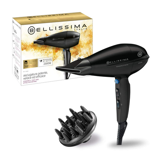 Bellissima P11 2300, profesionāls matu fēns, 2300 W, keramikas un turmalīna pārklājums, 8 gaisa plūsmas un temperatūras līmeņi, šaura uzgalis, iekļauts difuzors