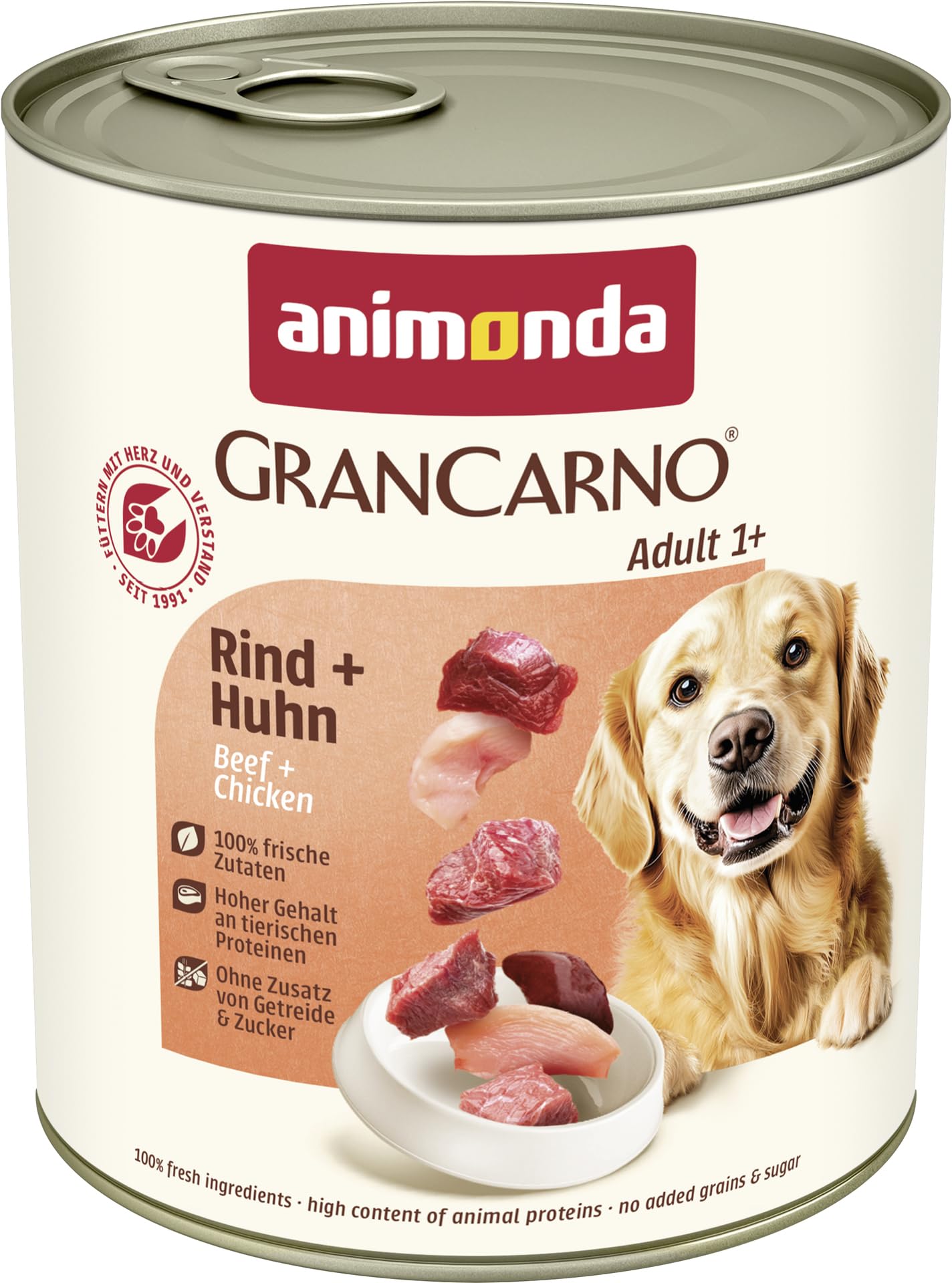 Mitrā suņu barība animonda GranCarno Adult ar liellopu gaļu un vistu, 6x800 g