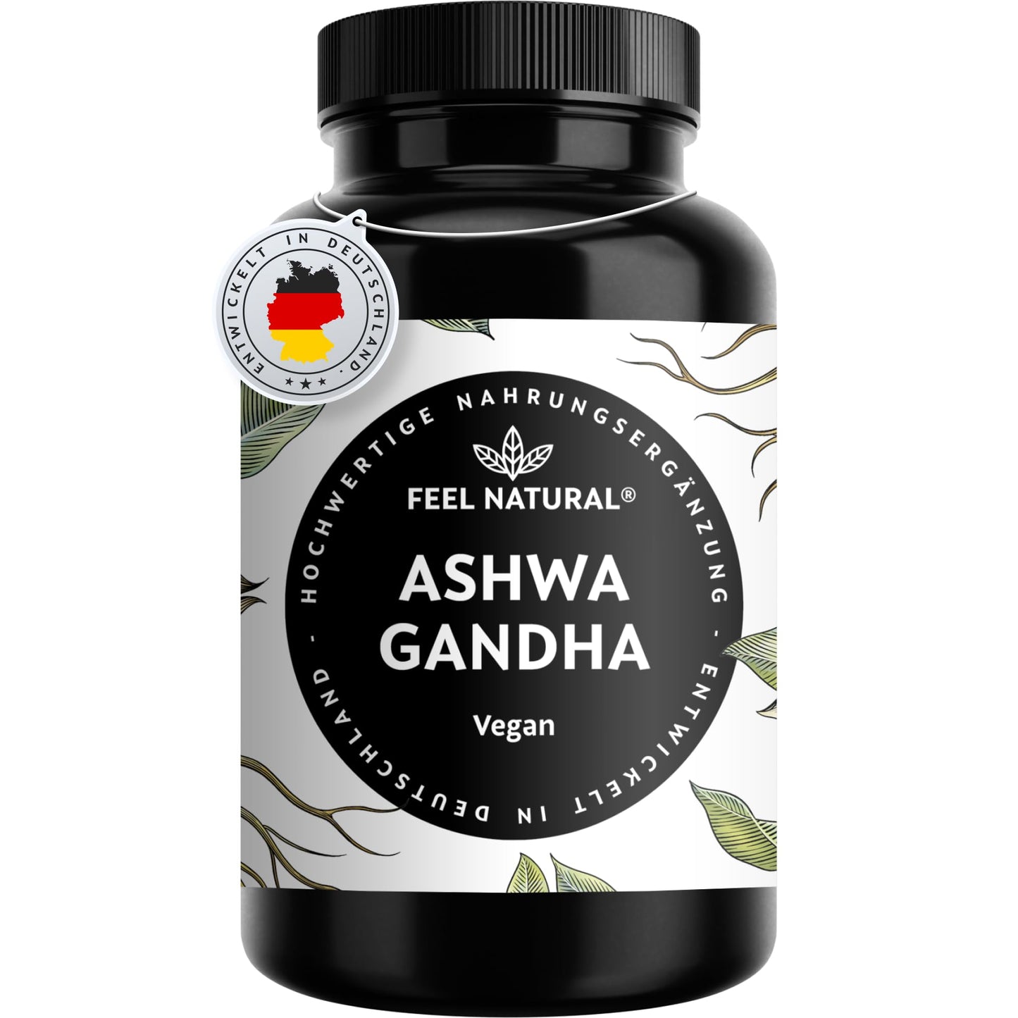 Ašvagandas kapsulas augsta deva 120 gab. – 600 mg ašvagandas saknes dienas devā – vegānas un bez liekām piedevām – izstrādātas Vācijā un laboratoriski pārbaudītas