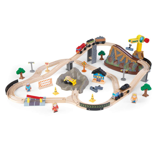 KidKraft Bucket Top Railway Construction Set - Includes storage box, vehicles, and accessories for kids aged 3 and up, 17805.