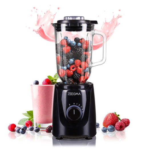 ZEEGMA GRAND VITAMINE BASE - 1829W blender, 2.2L glass jar, 5 speeds, 3 modes, 6 blades, ice crushing, smoothie maker