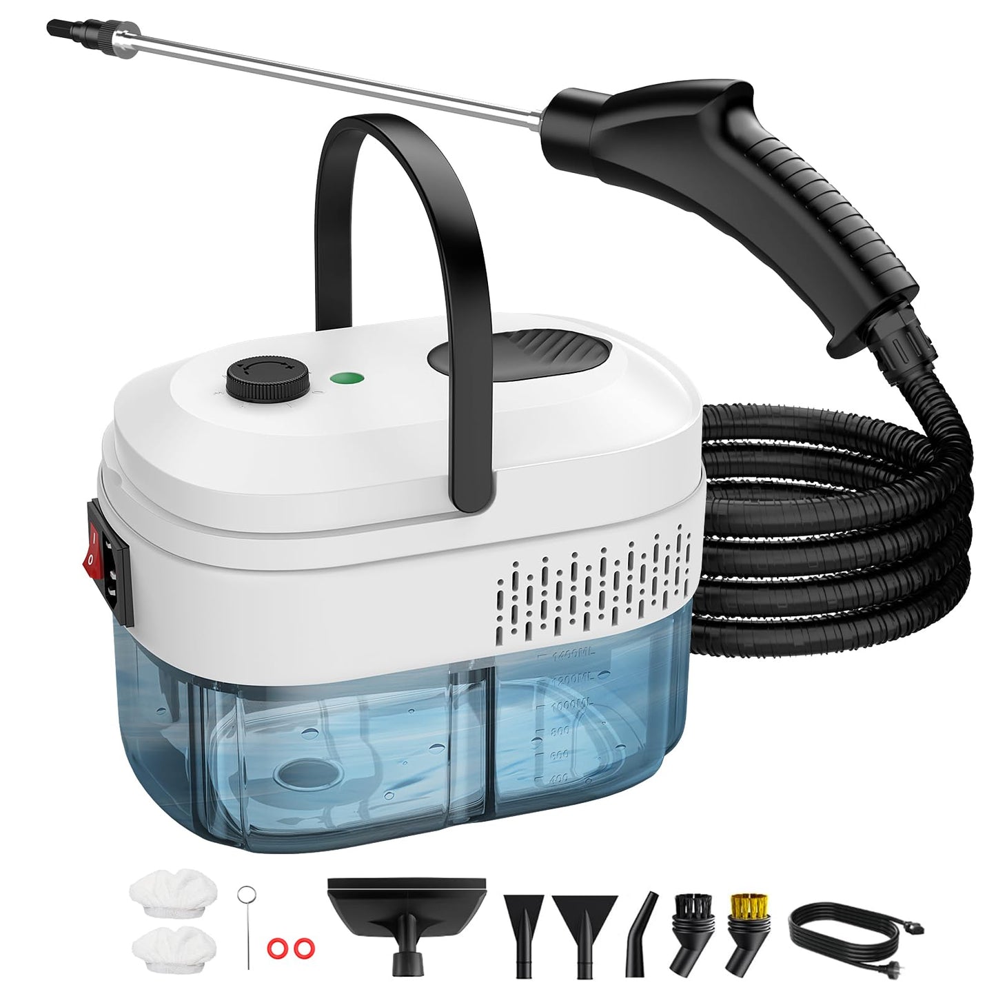 Granarbol 2500W-1.4L profesionāls tvaika tīrītājs, 15 s uzsilde, 105°C/221°F, balts