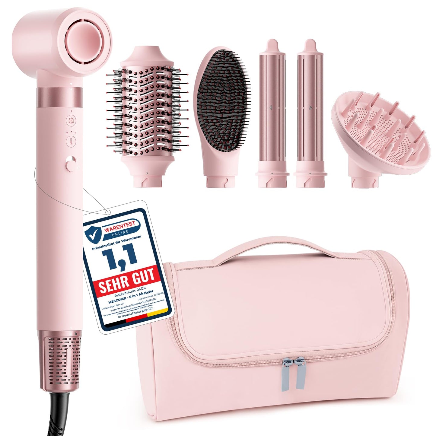 6-in-1 matu styleris MESCOMB, hairstyler ar automātisku aptīšanas lokšķēri un fēna suku