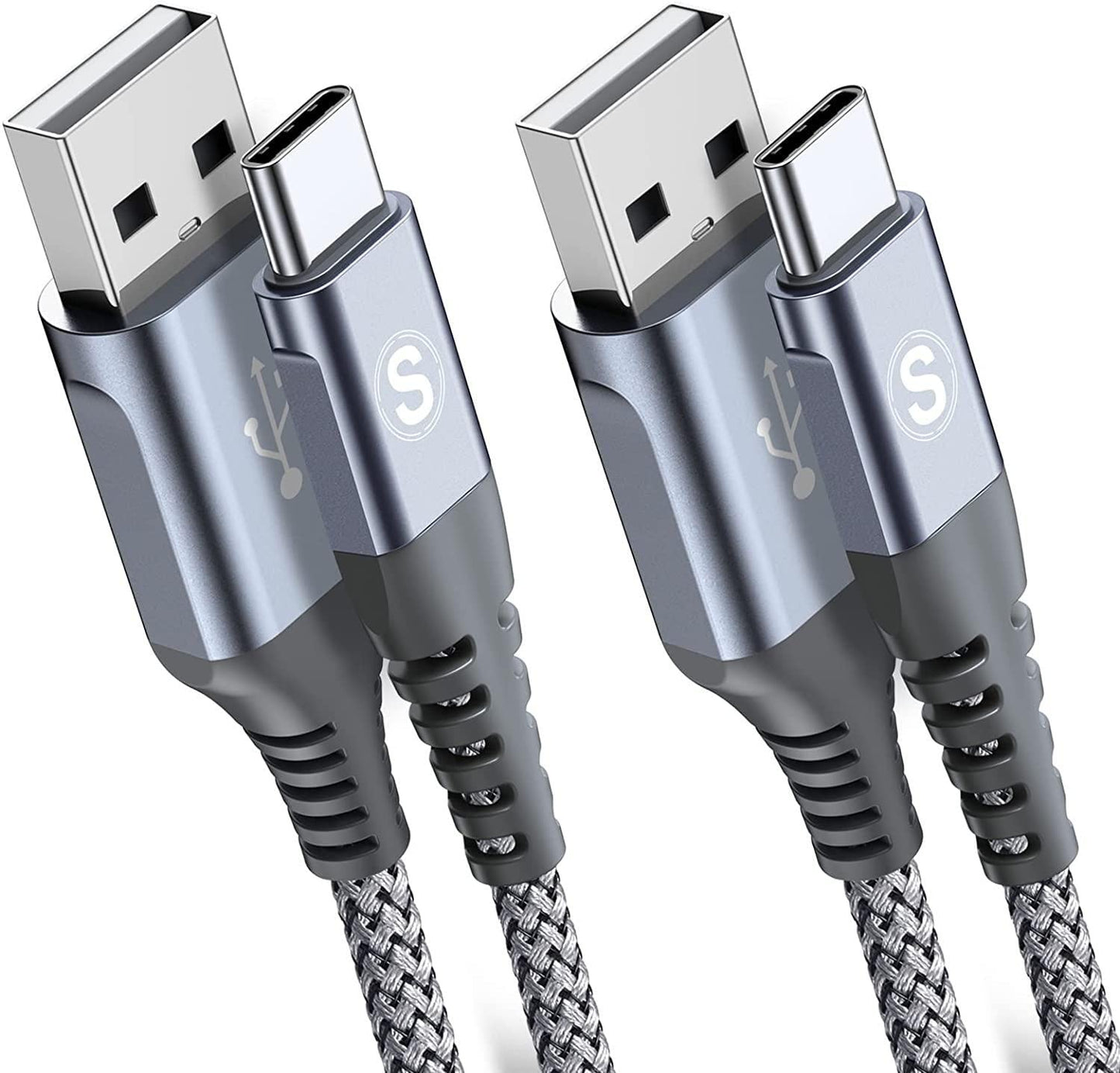 USB-C uzlādes kabelis sweguard, 2 gab. pa 3 m, 3,1 A ātrā uzlāde, neilona pinums, iPhone, Samsung Galaxy un citām ierīcēm