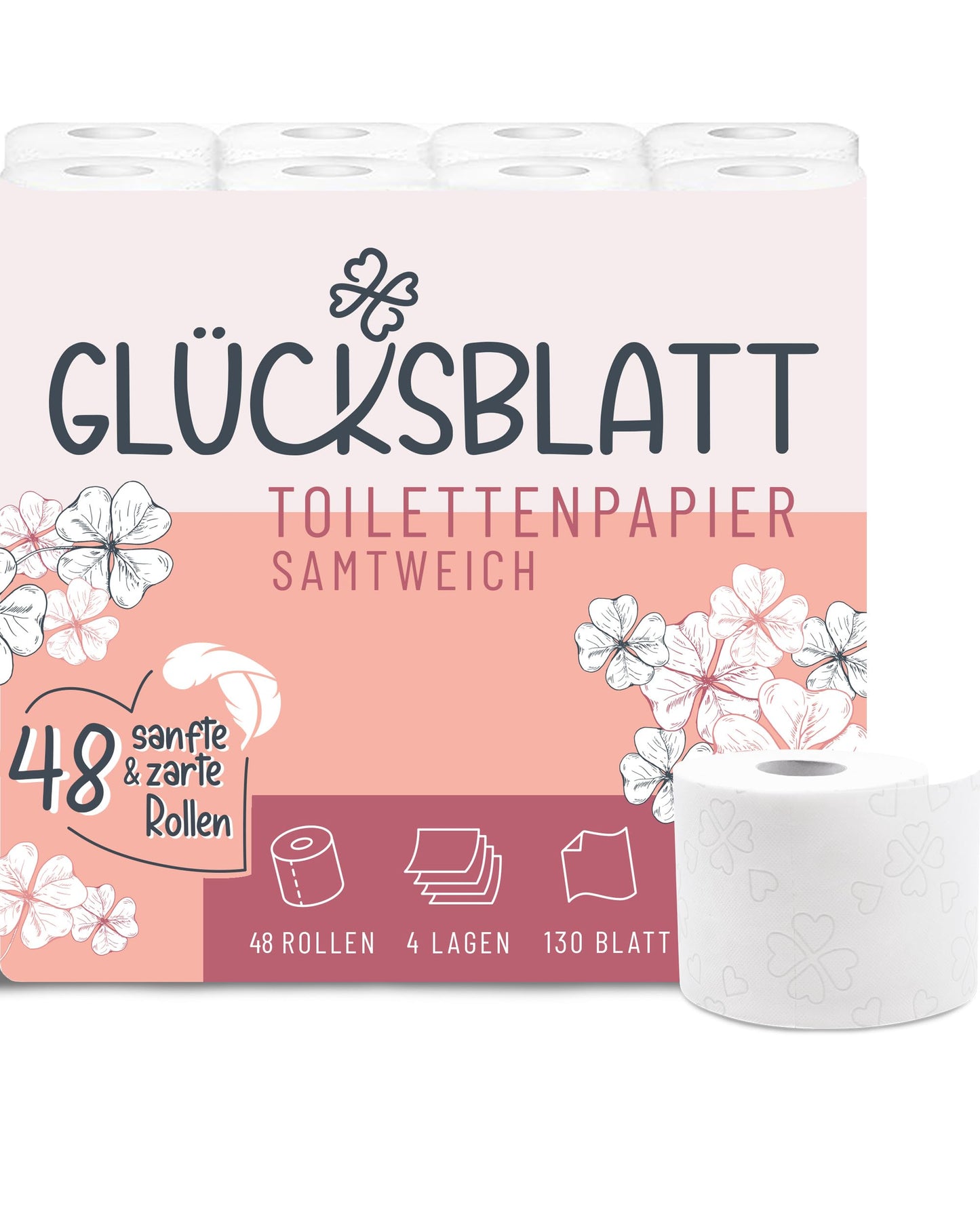 Tualetes papīrs Glücksblatt, īpaši mīksts, 4 kārtas, 48 ruļļi