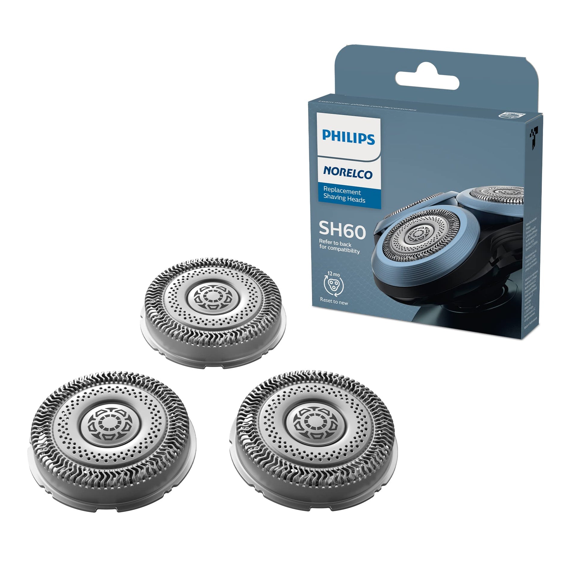 Philips Norelco Original SH60/72 skuvekļu galvas, saderīgas ar Norelco skuvekļiem sērijā 6000