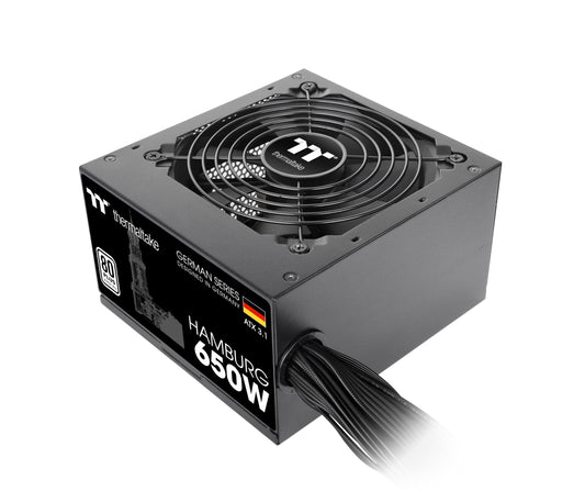 Thermaltake Hamburg 650W Power Supply - ATX 3.1, German series, efficient performance, reliable power delivery.