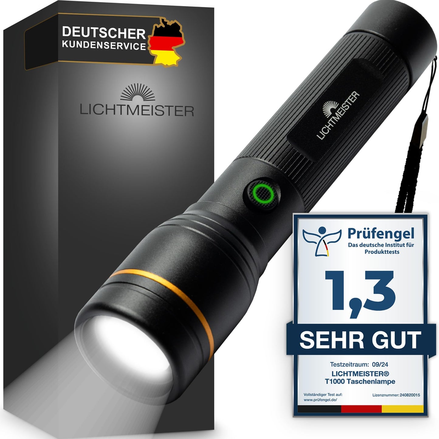 Lukturis LICHTMEISTER® (1000 Lumen, 4000 mAh akumulators) - LED uzlādējams lukturis un īpaši spilgts