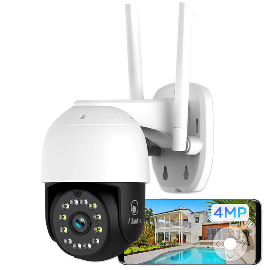 Atlantis 2K bezvadu āra Wi-Fi kamera, 4 megapikseļi Full HD un sup: 2560x1440 vai 1920x1080 pie 25fps, motorizācija, IP64, 6 IR un 6 baltas LED dist. 12m, mikrofons, bezmaksas lietotne, A14-SC970-PT