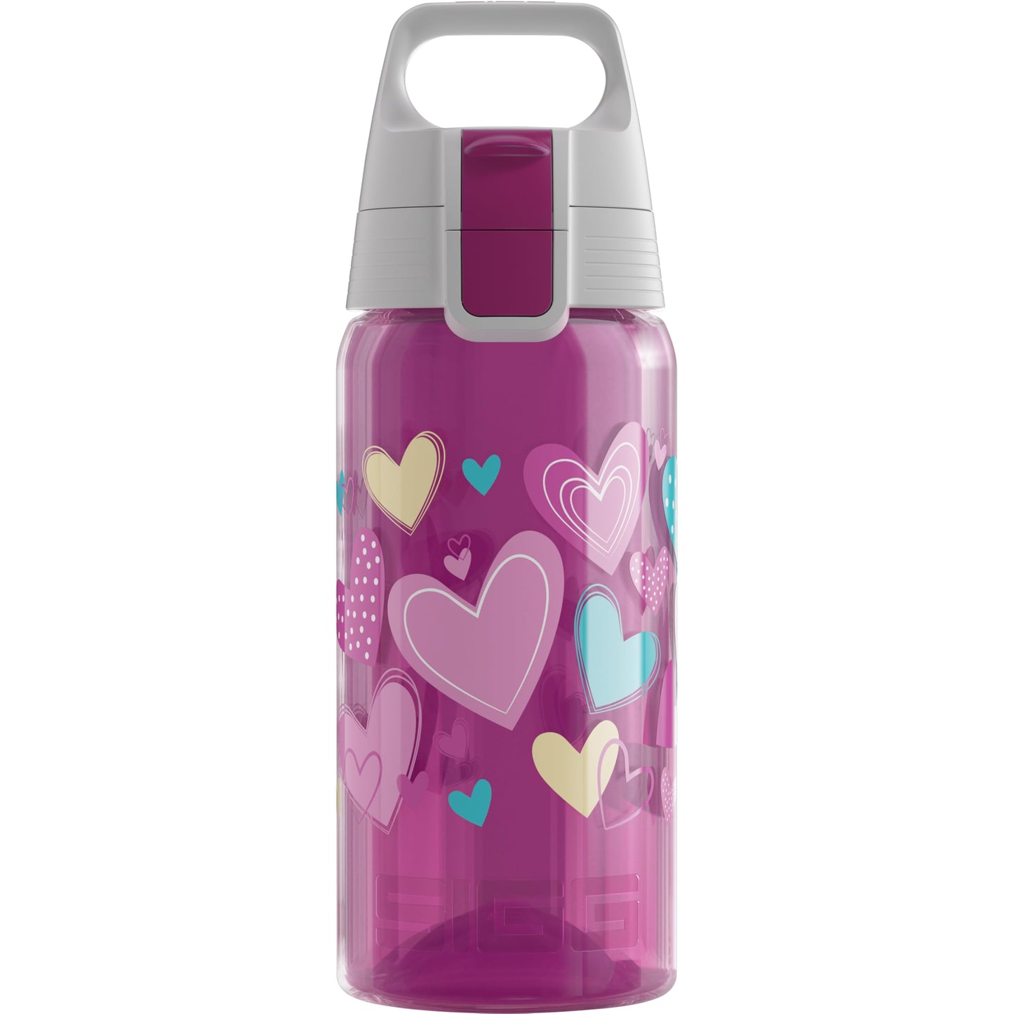 SIGG VIVA ONE Hearts bērnu dzeramā pudele (0.5 L), bez kaitīgām vielām, ar hermētisku vāciņu, ar vienu roku lietojama ūdens pudele
