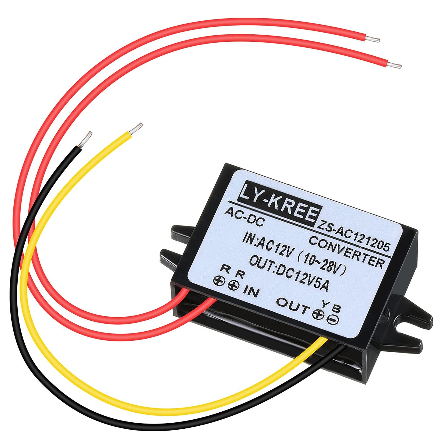 Sprieguma pārveidotājs Fiada AC-DC AC 12V (10-28V) uz DC 12V, ūdensizturīgs pazeminošais modulis, 5A auto ekrānam, monitoram, kamerai, ūdens sūknim, motoram