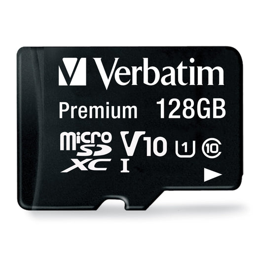18. Verbatim Premium Micro SDXC atmiņas karte ar adapteri, 128 GB, datu glabāšana foto un video uzņemšanai, Micro SD karte melnā krāsā, ideāli piemērota viedtālruņiem, kamerām vai planšetdatoriem