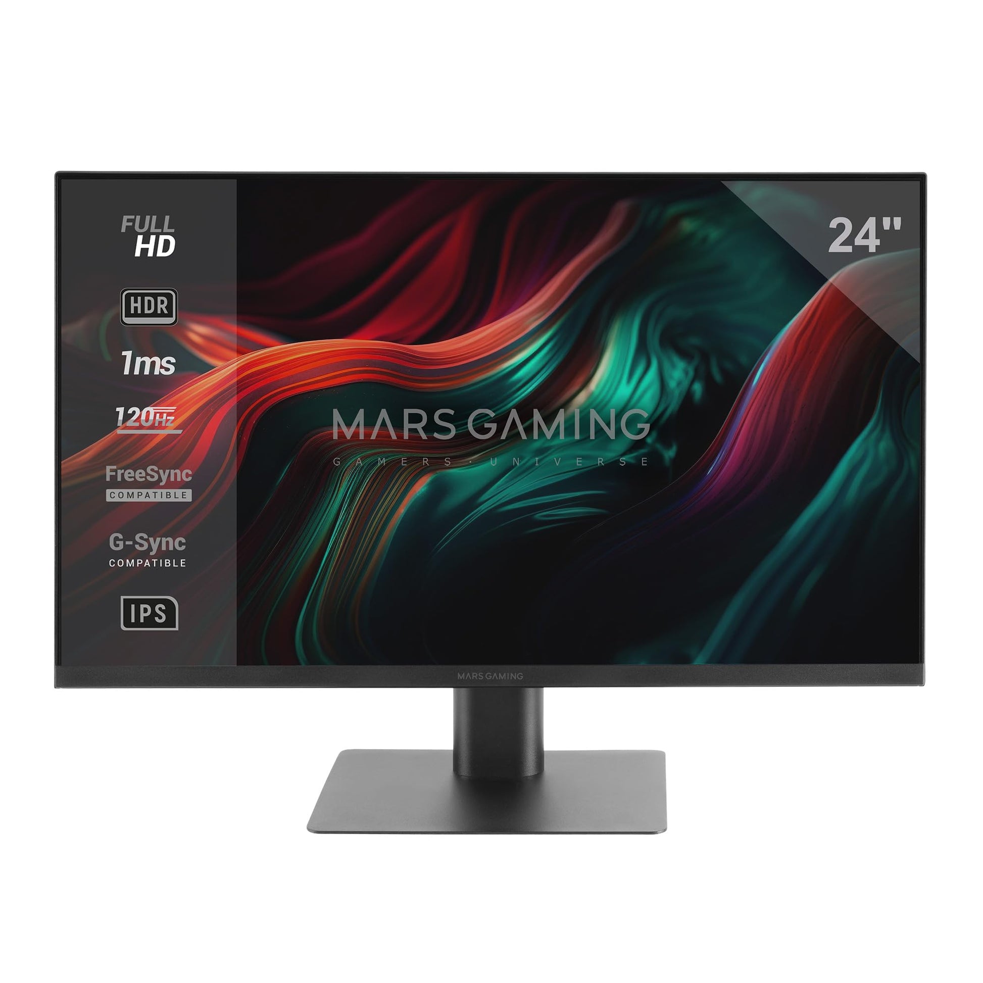MARSGAMING MV-24 - 24" IPS FHD 120Hz monitor, HDR10, 1ms, FreeSync, G-SYNC, built-in speakers, low blue light, black