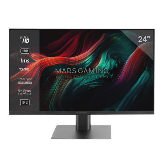 MARSGAMING MV-24 - 24" IPS FHD 120Hz monitor, HDR10, 1ms, FreeSync, G-SYNC, built-in speakers, low blue light, black